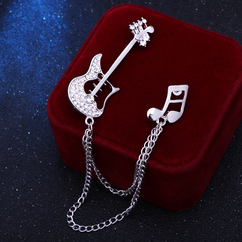 Mode Guitare Remarques Alliage Diamant Strass Artificiels Broches display picture 5