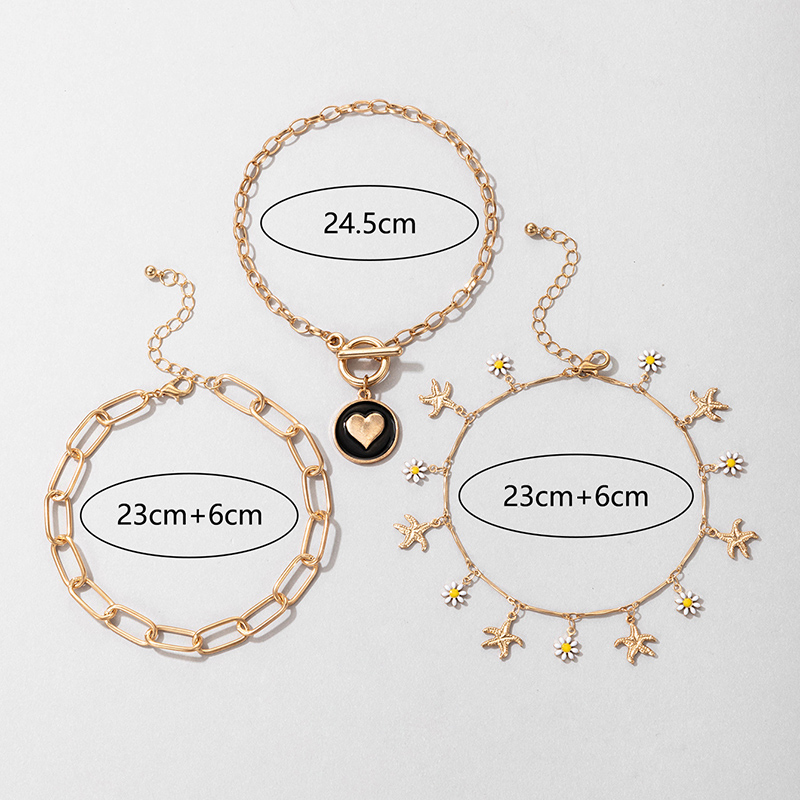 Fashion Sweet Simple Style Starfish Heart Shape Daisy Alloy Anklet display picture 3