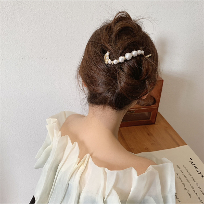 Fashion Geometric Alloy Artificial Pearls Hair Clip display picture 5