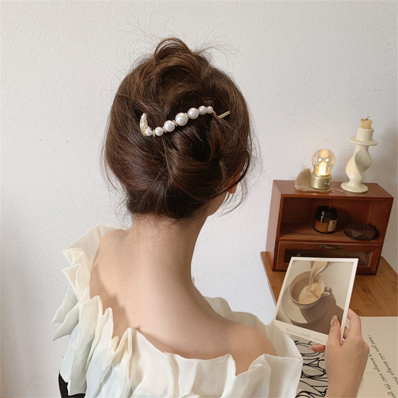 Fashion Geometric Alloy Artificial Pearls Hair Clip display picture 8