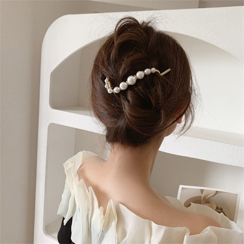 Fashion Geometric Alloy Artificial Pearls Hair Clip display picture 7