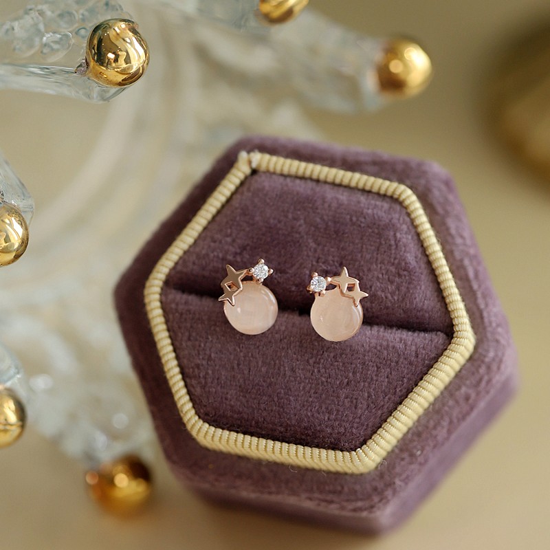 Sweet Star Alloy Opal Diamond Rhinestone Ear Studs display picture 3