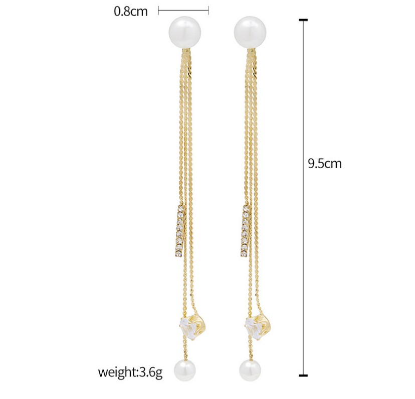 Sweet Tassel Inlaid Pearls Artificial Rhinestones Drop Earrings display picture 1