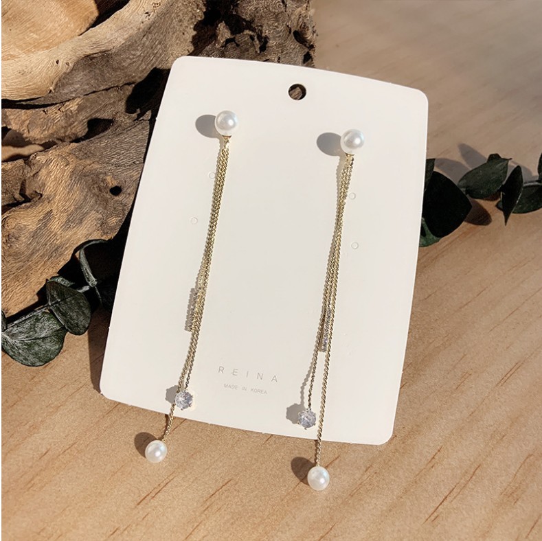 Sweet Tassel Inlaid Pearls Artificial Rhinestones Drop Earrings display picture 5