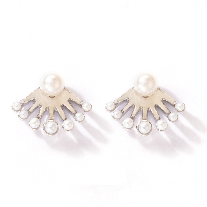 Modern Style Alloy Geometric Pattern Ear Studs Daily Artificial Pearl Stud Earrings display picture 2