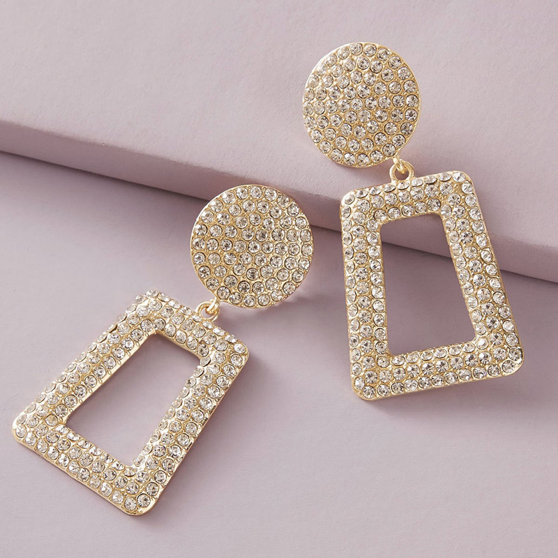Exaggeration Alloy Geometric Pattern Earrings Party Birthday Party Artificial Rhinestone Drop Earrings display picture 4