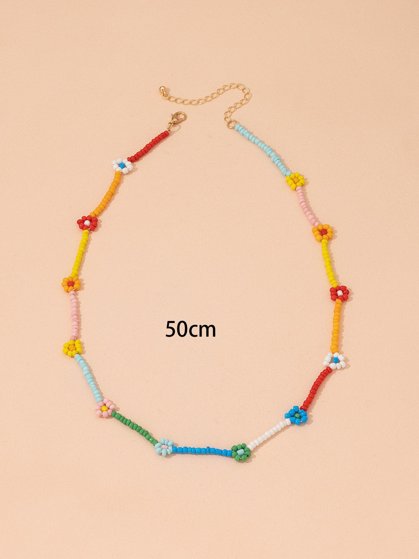 Fresh Pastoral Style Color Contrast Patchwork Bead Little Daisy Clavicle Necklace display picture 5