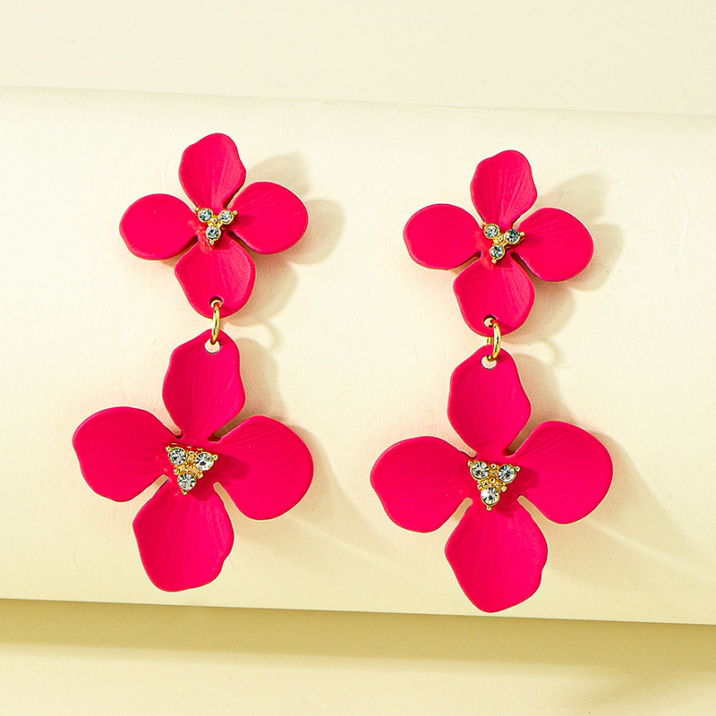 Ins Style Sweet Flowers Alloy Inlay Rhinestones Women's Ear Studs display picture 1