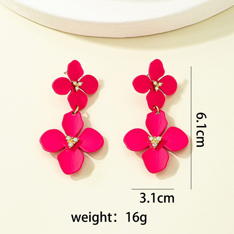 Ins Style Doux Fleurs Alliage Incruster Strass Femmes Oreille Goujons display picture 2