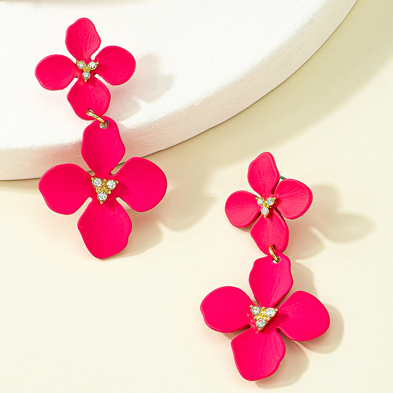 Ins Style Sweet Flowers Alloy Inlay Rhinestones Women's Ear Studs display picture 5