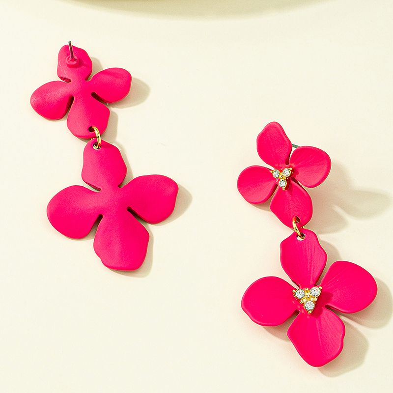 Ins Style Sweet Flowers Alloy Inlay Rhinestones Women's Ear Studs display picture 3
