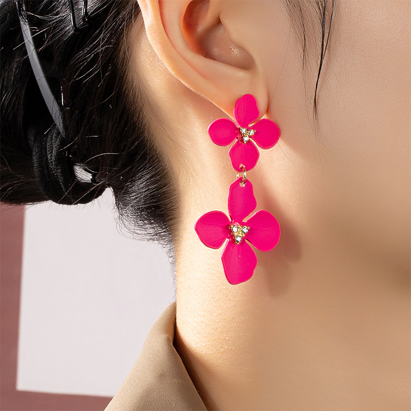 Ins Style Doux Fleurs Alliage Incruster Strass Femmes Oreille Goujons display picture 4