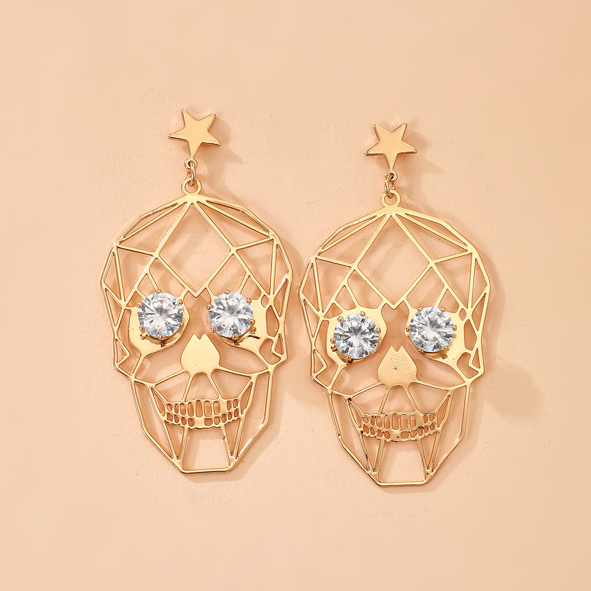 Diseño Novedoso Aleación Calavera Mueca Pendientes Carnaval Festival Diamantes De Imitación Artificiales Pendientes De Gota display picture 4