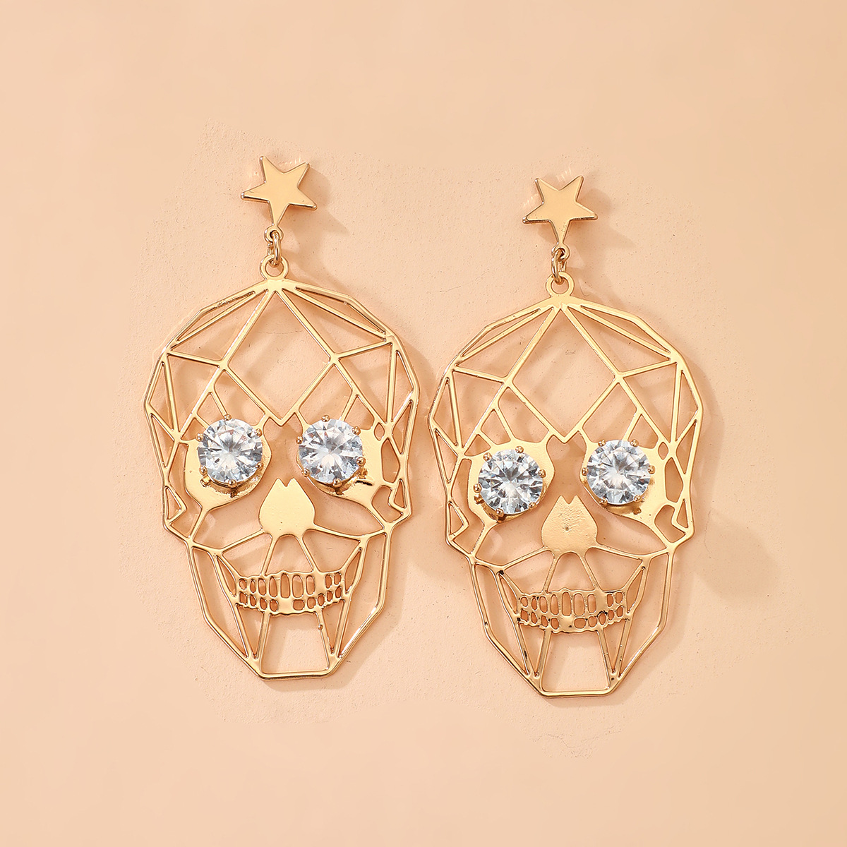 Novelty Design Alloy Skull Grimace Earrings Carnival Festival Artificial Rhinestone Drop Earrings display picture 4