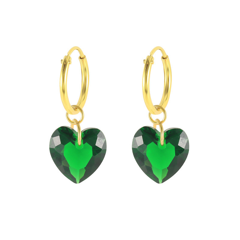 S925 Sterling Silver Fashion Creative Colorful Heart-shaped Crystal Eardrops Earrings display picture 1