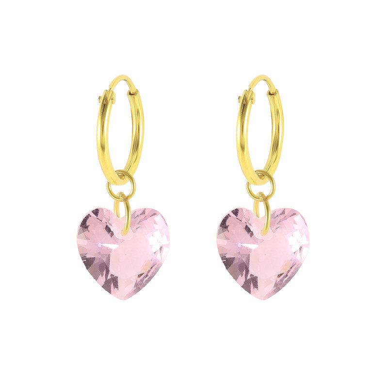 S925 Sterling Silver Fashion Creative Colorful Heart-shaped Crystal Eardrops Earrings display picture 2