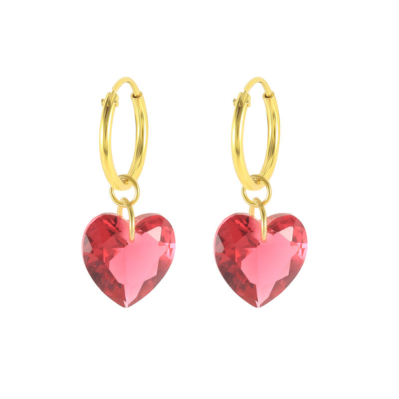 S925 Sterling Silver Fashion Creative Colorful Heart-shaped Crystal Eardrops Earrings display picture 4