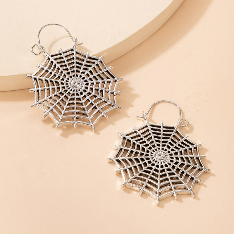 Retro Novelty Design Alloy Spider Web Earrings Festival Street Drop Earrings display picture 3