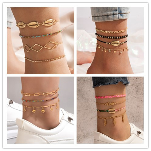 Vacation Shell Alloy Plating Rhinestone Anklet display picture 1
