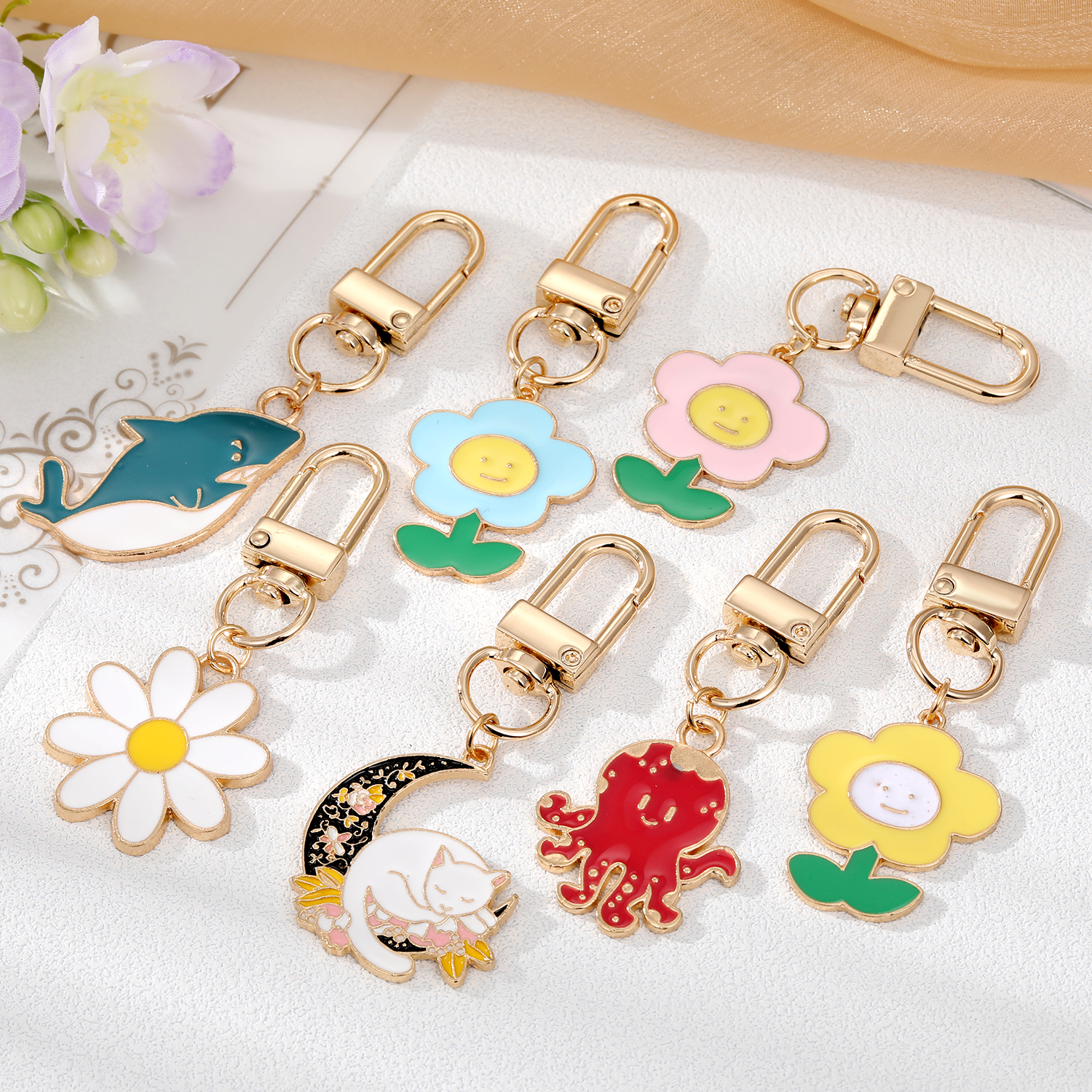 Cartoon Style Animal Flower Alloy Dripping Oil Alloy Keychain display picture 1