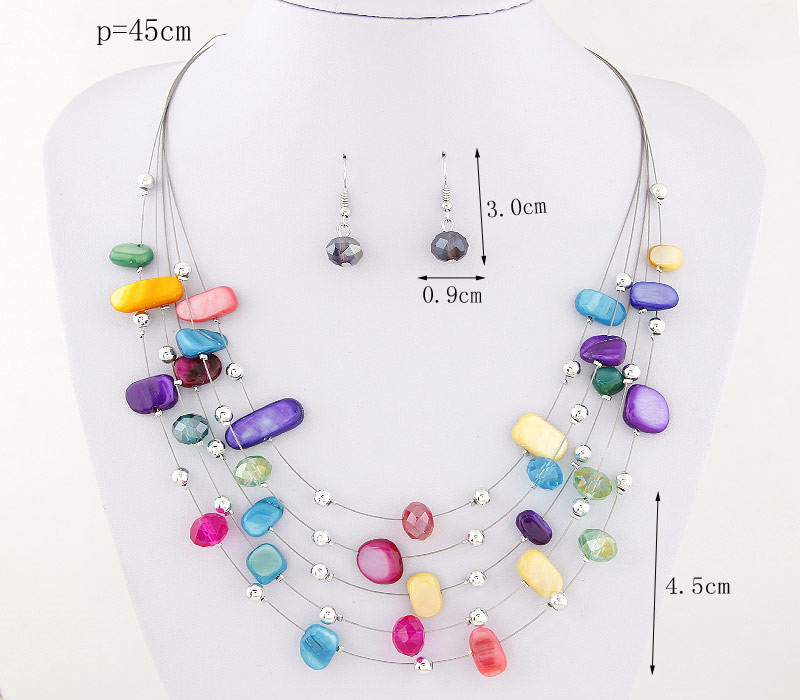 Ethnic Style Bohemian Geometric Shell Inlay Beads Earrings Necklace Jewelry Set display picture 1