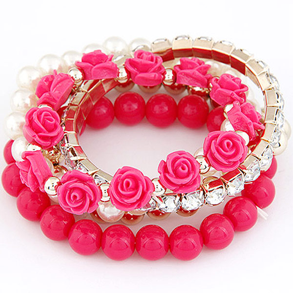 Fashion Geometric Flower Synthetic Resin Artificial Pearls Beads Bracelets display picture 2
