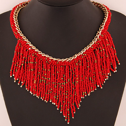 Women's Bohemian Geometric Tassel Beaded Alloy Necklace Beads Necklaces display picture 1