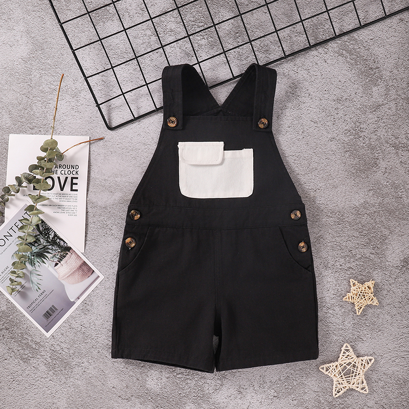 Fashion Color Block Cotton Side Button Dungarees Baby Clothes display picture 1