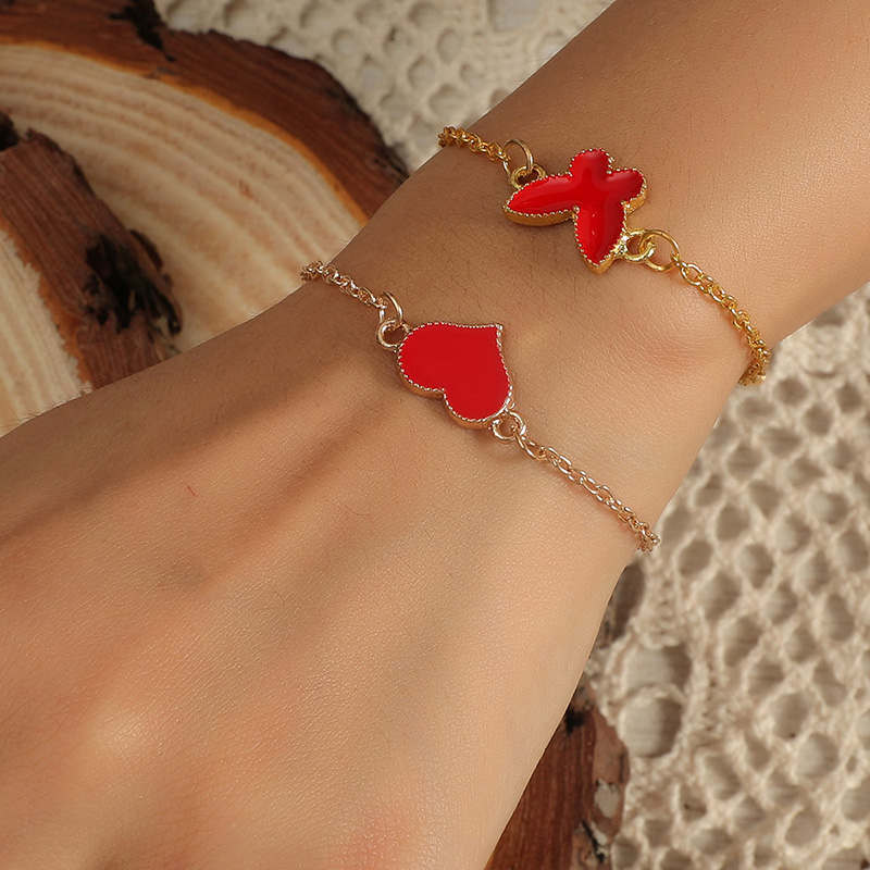 Fashion Heart Shape Butterfly Alloy Bracelets display picture 1