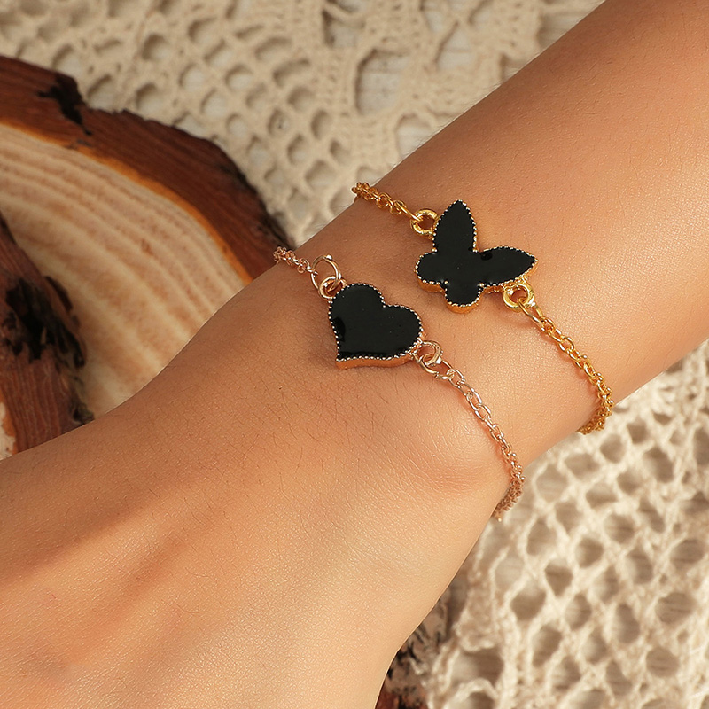 Fashion Heart Shape Butterfly Alloy Bracelets display picture 4