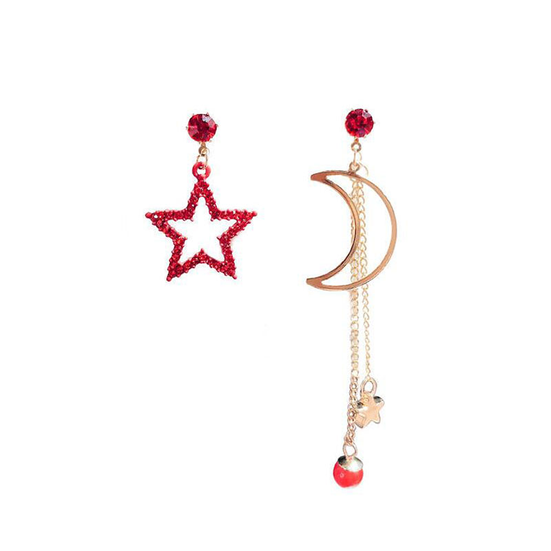 Fashion Star Moon Alloy Plating Rhinestone Drop Earrings display picture 1