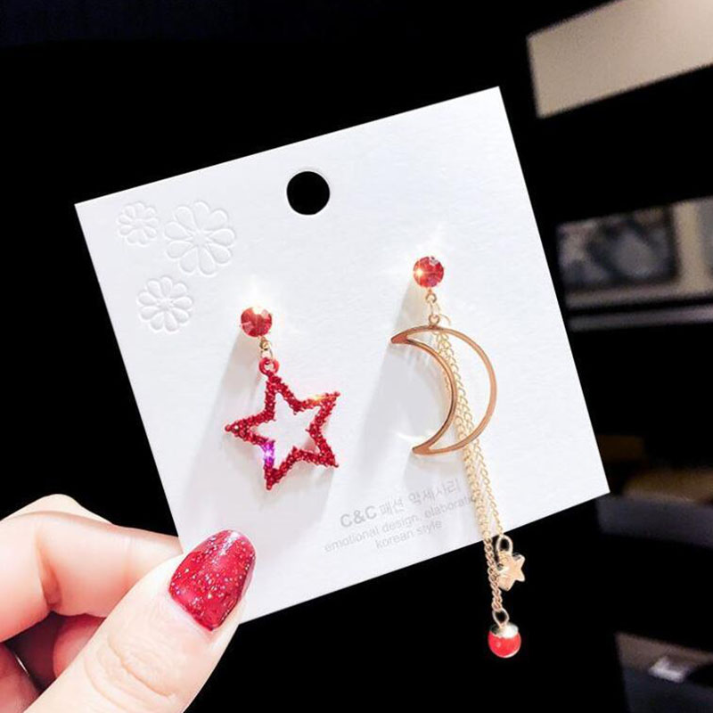 Fashion Star Moon Alloy Plating Rhinestone Drop Earrings display picture 2