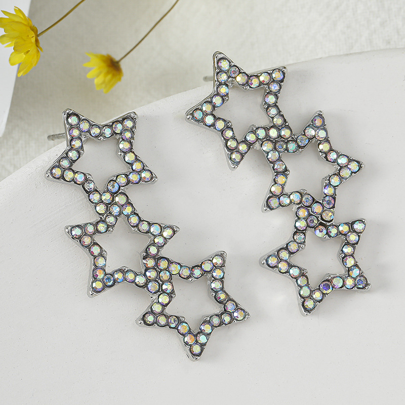 Moda Estrella Aleación Embutido Diamante De Imitación Pendientes De Gota display picture 2