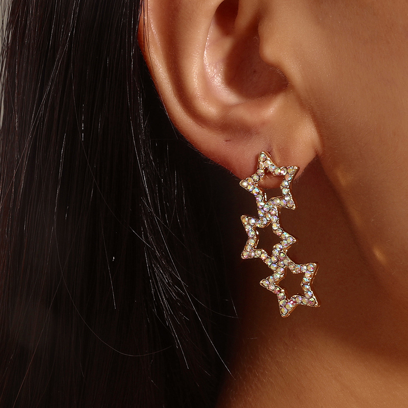 Moda Estrella Aleación Embutido Diamante De Imitación Pendientes De Gota display picture 5