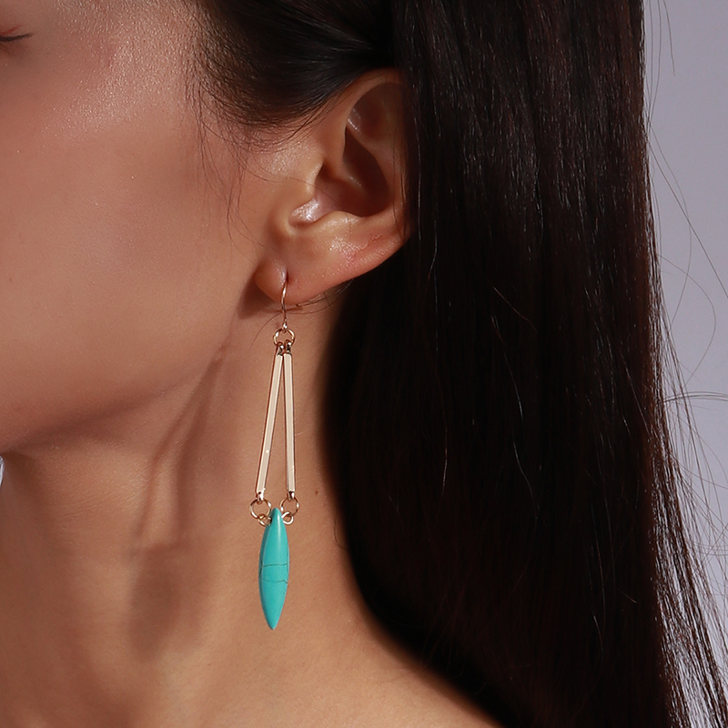 Rétro Géométrique Alliage Incruster Turquoise Des Boucles D'oreilles display picture 8