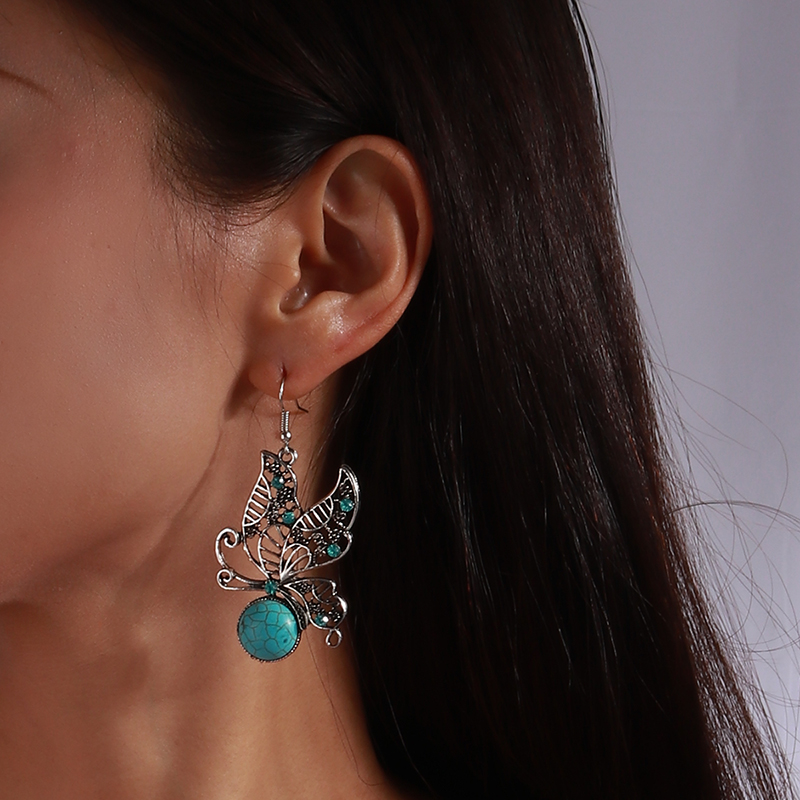 Rétro Géométrique Alliage Incruster Turquoise Des Boucles D'oreilles display picture 9