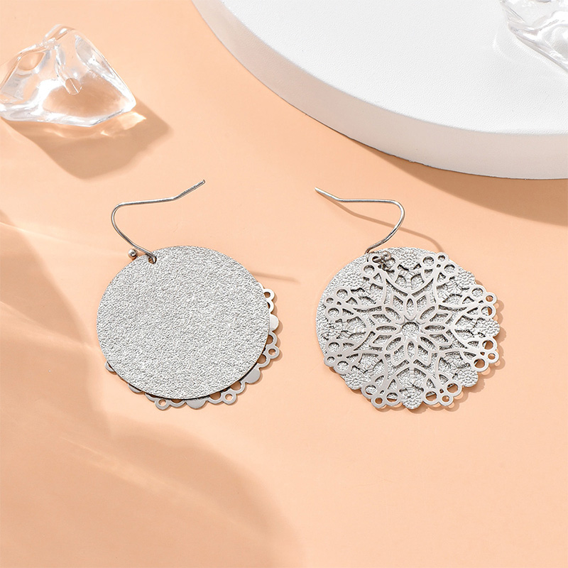 Fashion Round Alloy Flakes No Inlaid Earrings display picture 1