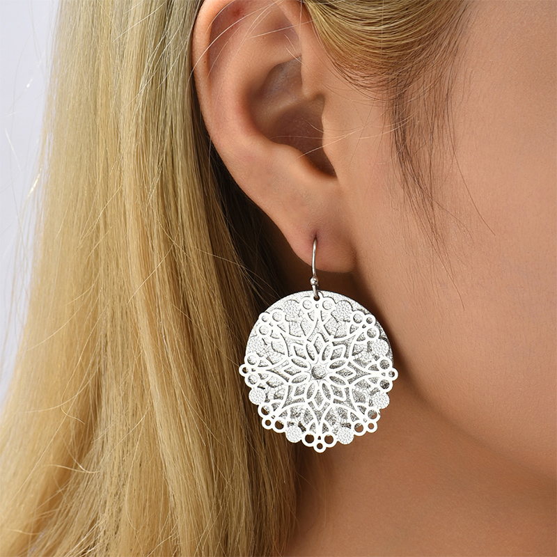 Fashion Round Alloy Flakes No Inlaid Earrings display picture 3