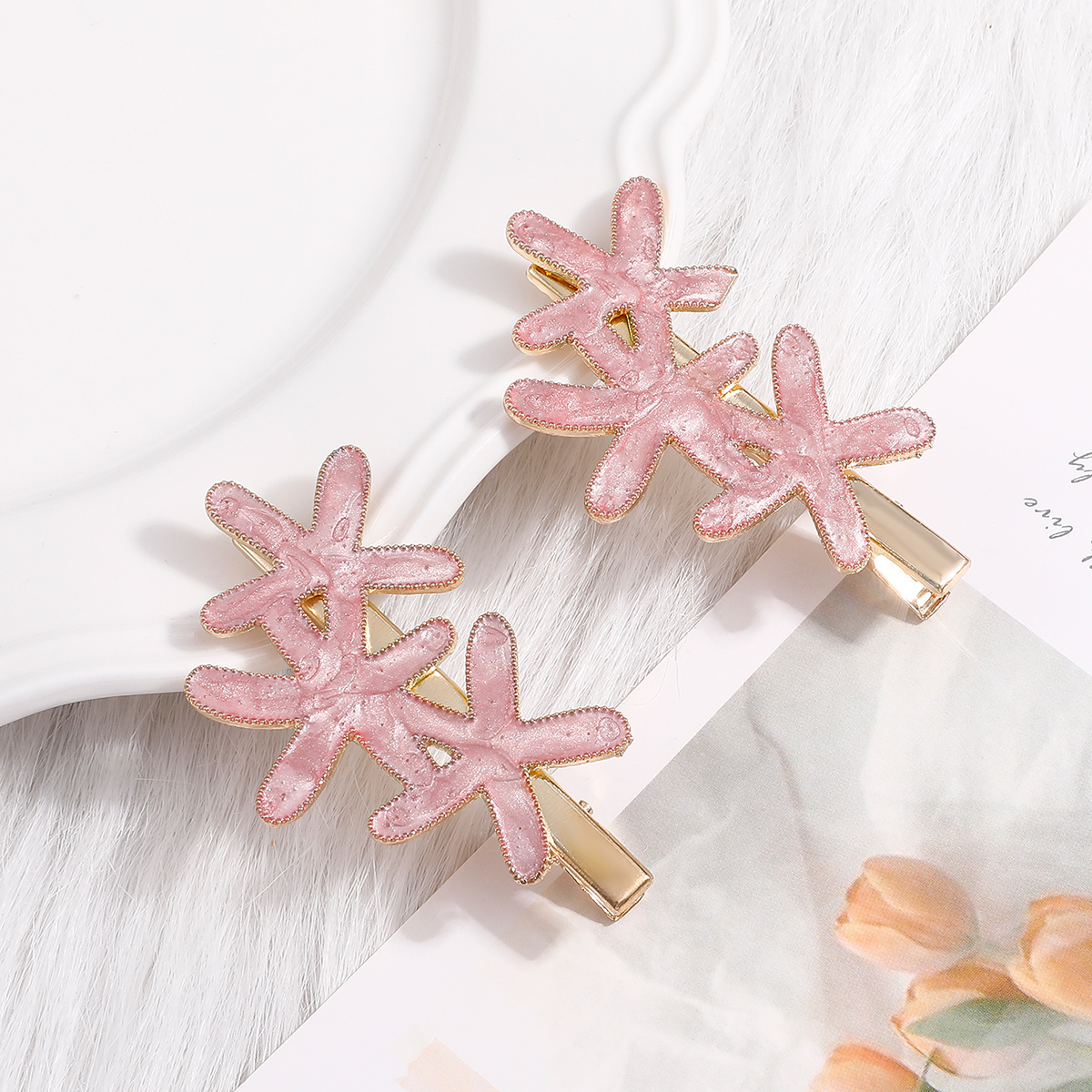 Sweet Starfish Alloy No Inlaid Hair Clip 1 Set display picture 1