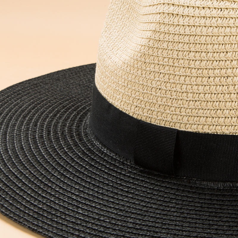 Men's Fashion Color Block Braid Big Eaves Straw Hat display picture 5