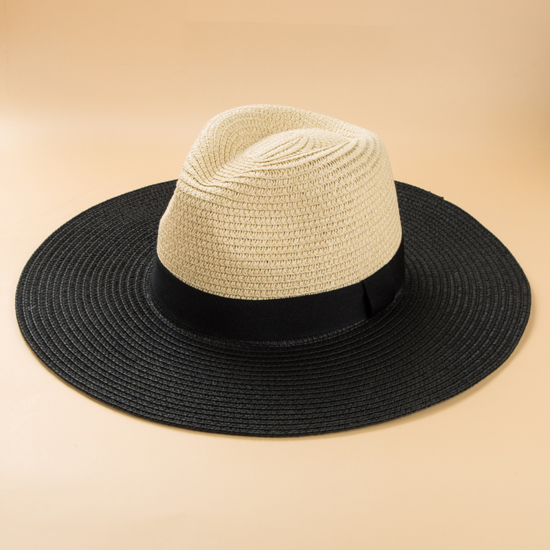 Men's Fashion Color Block Braid Big Eaves Straw Hat display picture 3