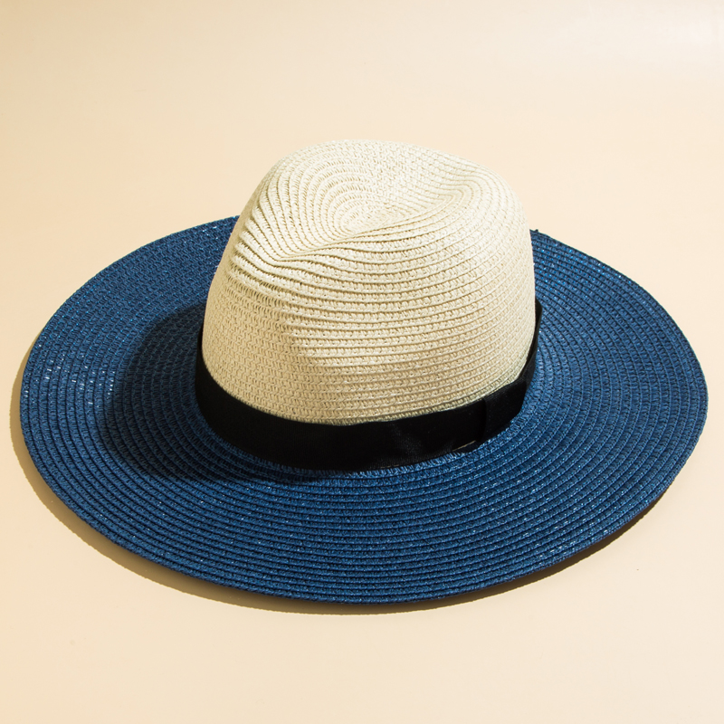 Men's Fashion Color Block Braid Big Eaves Straw Hat display picture 1