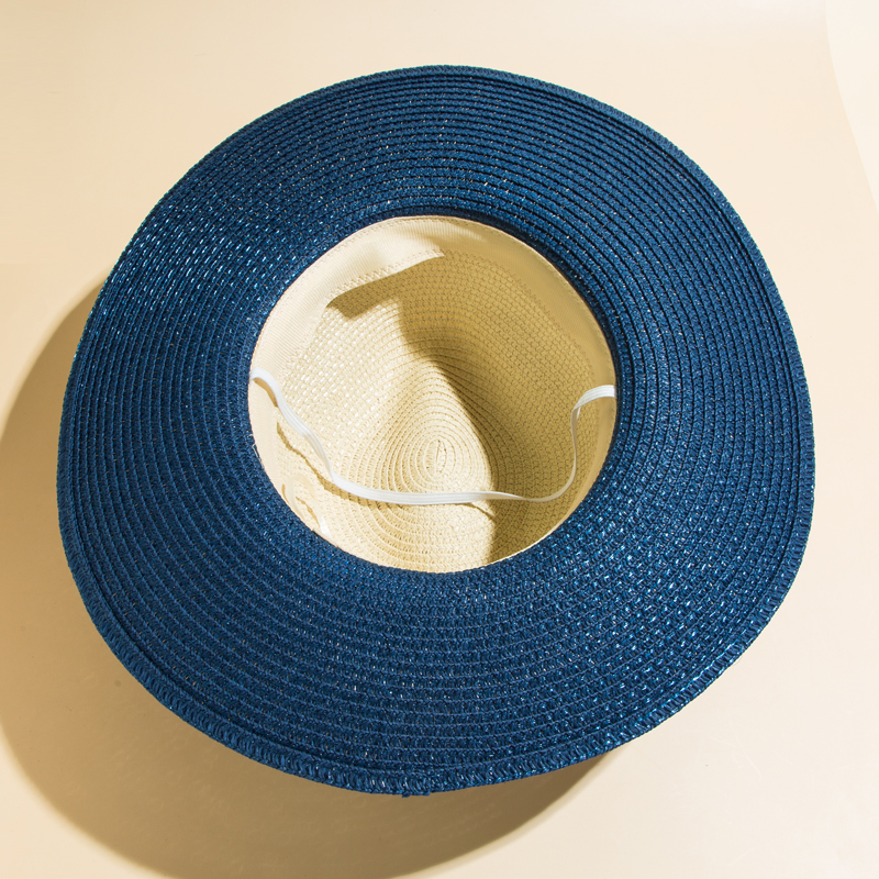 Men's Fashion Color Block Braid Big Eaves Straw Hat display picture 6