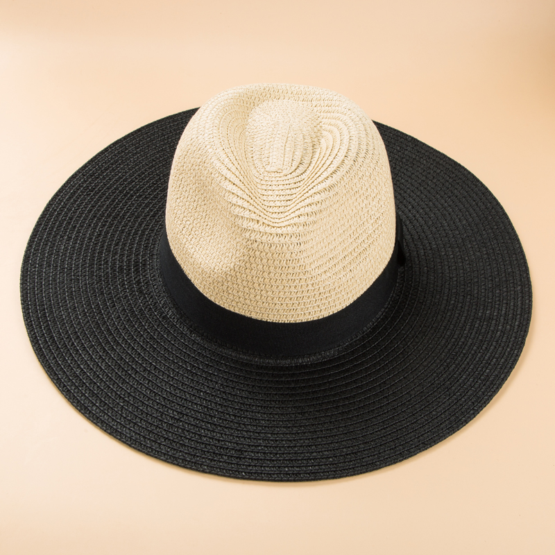 Men's Fashion Color Block Braid Big Eaves Straw Hat display picture 4
