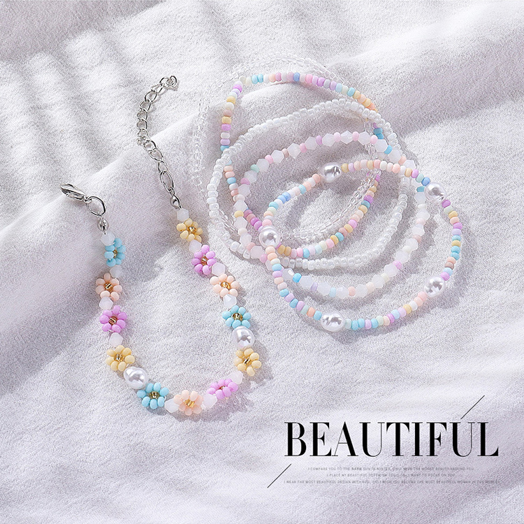 Süß Blume Perlen Imitationsperle Keine Intarsien Armbänder 6 Stück display picture 1