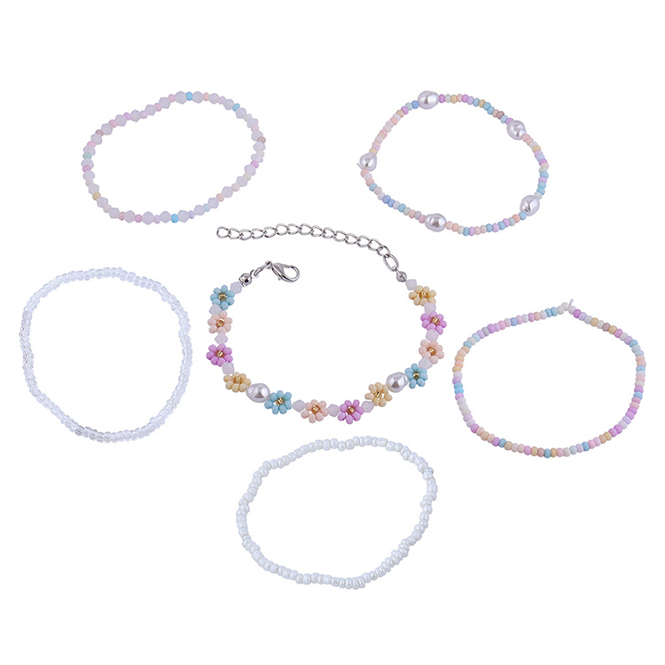 Süß Blume Perlen Imitationsperle Keine Intarsien Armbänder 6 Stück display picture 2