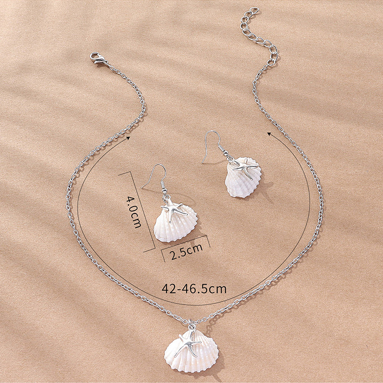Beach Starfish Shell Alloy Earrings Necklace 1 Set display picture 3