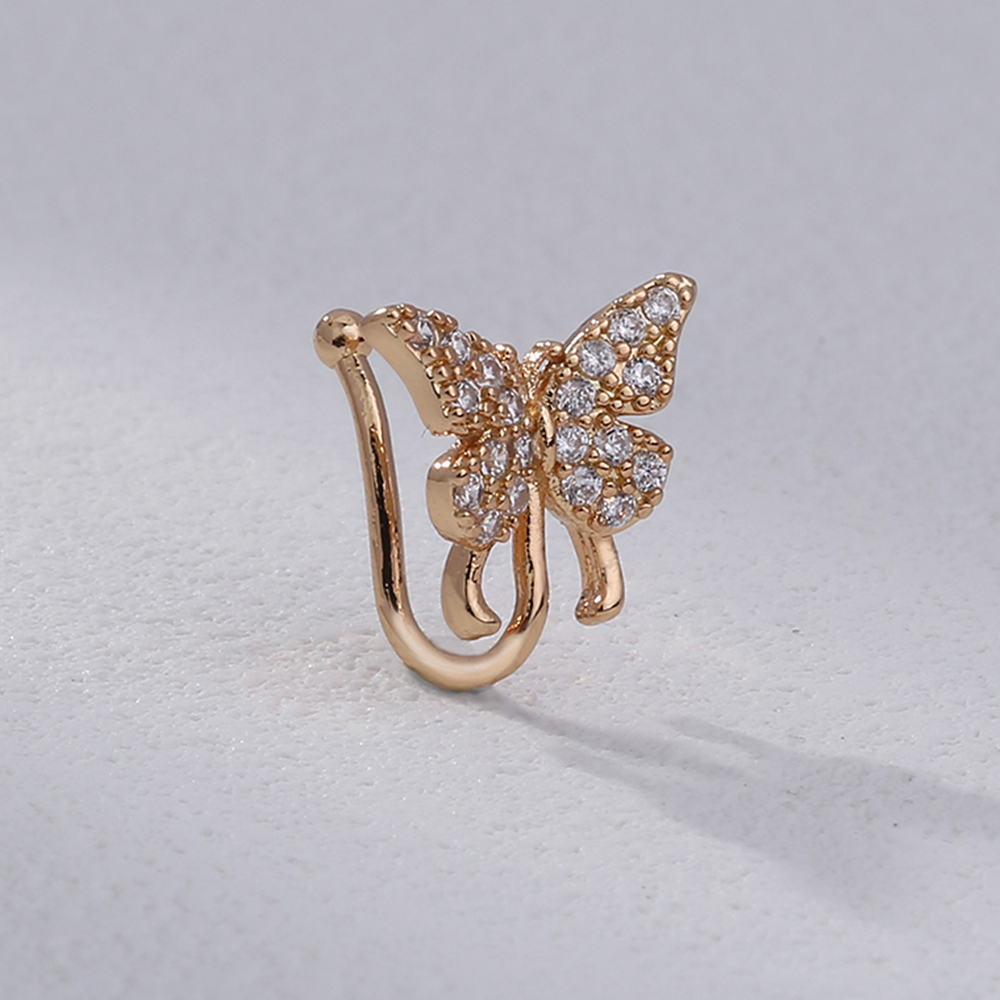 Fashion Butterfly Copper Plating Zircon Nose Ring display picture 1