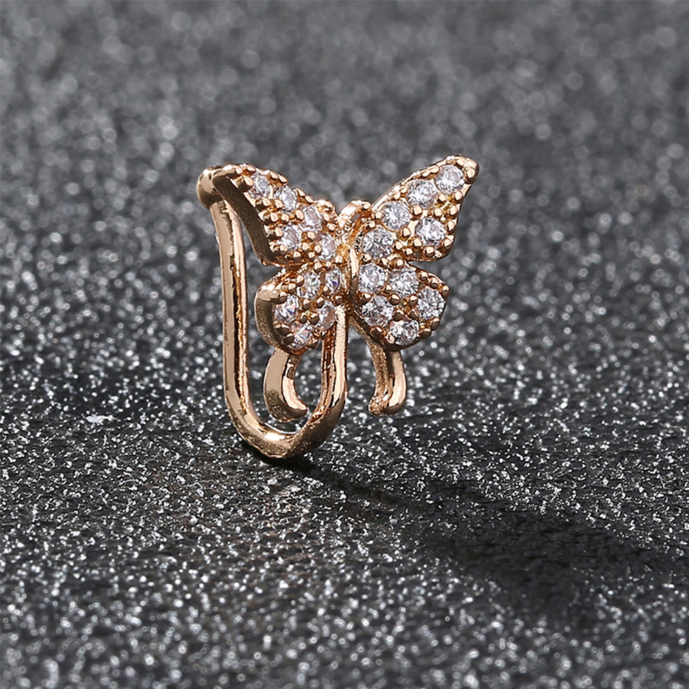 Mode Papillon Le Cuivre Placage Zircon Piercing Au Nez display picture 3