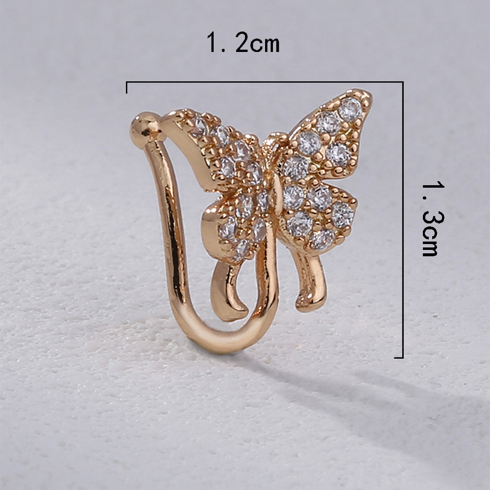 Mode Papillon Le Cuivre Placage Zircon Piercing Au Nez display picture 4